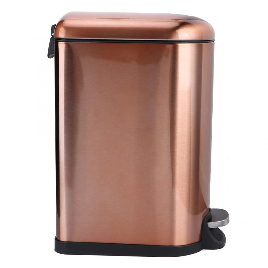 10L Household Stainless Steel Step Pedal Trash Can Dustbin Rubbish Garbage  Bin Rose Gold Color Waste Bins Kitchen Garbage Can