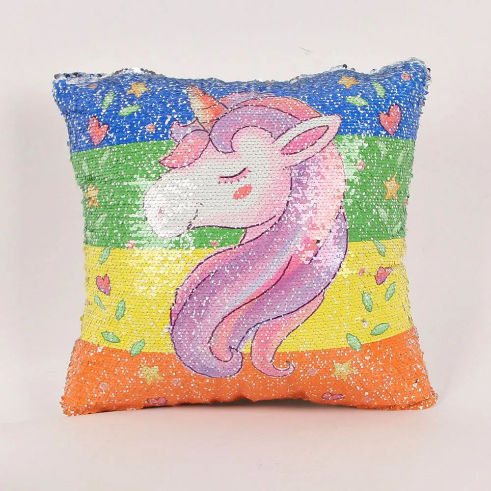 Pattern 1 Горячая Sequin Подушка Чехол-флип Подушка «русалка» в европейском Стиль Единорог печати диван-Подушка Чехол - Цвет: Pattern 1