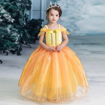 

Girls Baptizein Princess Dresses Toddler Kids Halloween Carnival Beauty and the Beast Belle Princess Cosplay Children Birthday C