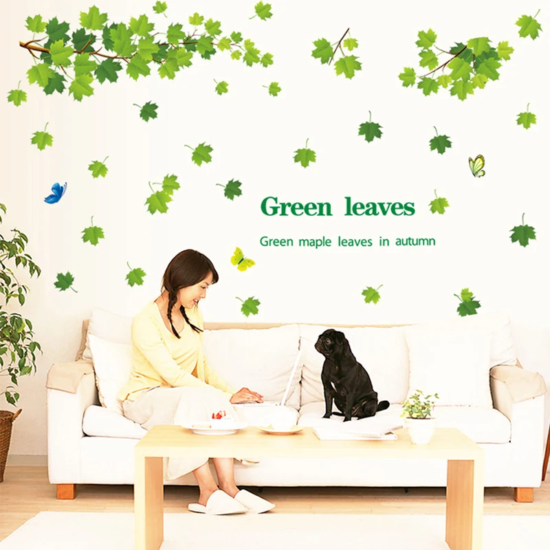 Гигантское дерево зеленые листья большие наклейки на стене передвижная стена из ПВХ наклейки для гостиной спальни прикроватные украшения фрески