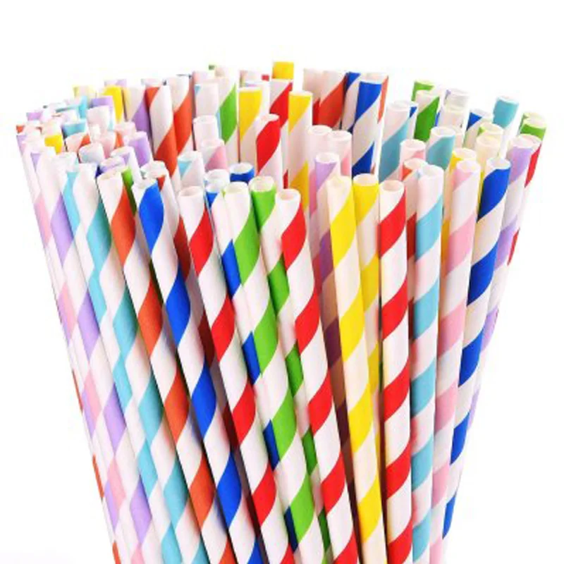 

25Pcs Disposable Straws Sets Colorful Striped Degradable Environmental Paper straws for Party Wedding Bar Juices Drinkingware