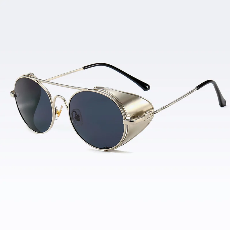 RBENN новые роскошные винтажные мужские солнцезащитные очки в стиле стимпанк женские брендовые дизайнерские солнцезащитные очки Oculos De Sol UV400 - Цвет линз: Silver Grey
