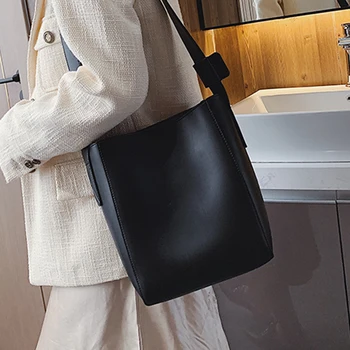 

Bucket Women's Bag Solid Casual Luxury Women Shoulder Bags High Quality Pu Women Crossbody Bags Large Capacity 2020 Women's Bag