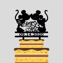 Персональный Свадебный Топпер для торта на заказ, акриловый Топпер для свадебного торта с рисунком Микки и Минни для украшения свадебного торта YC002