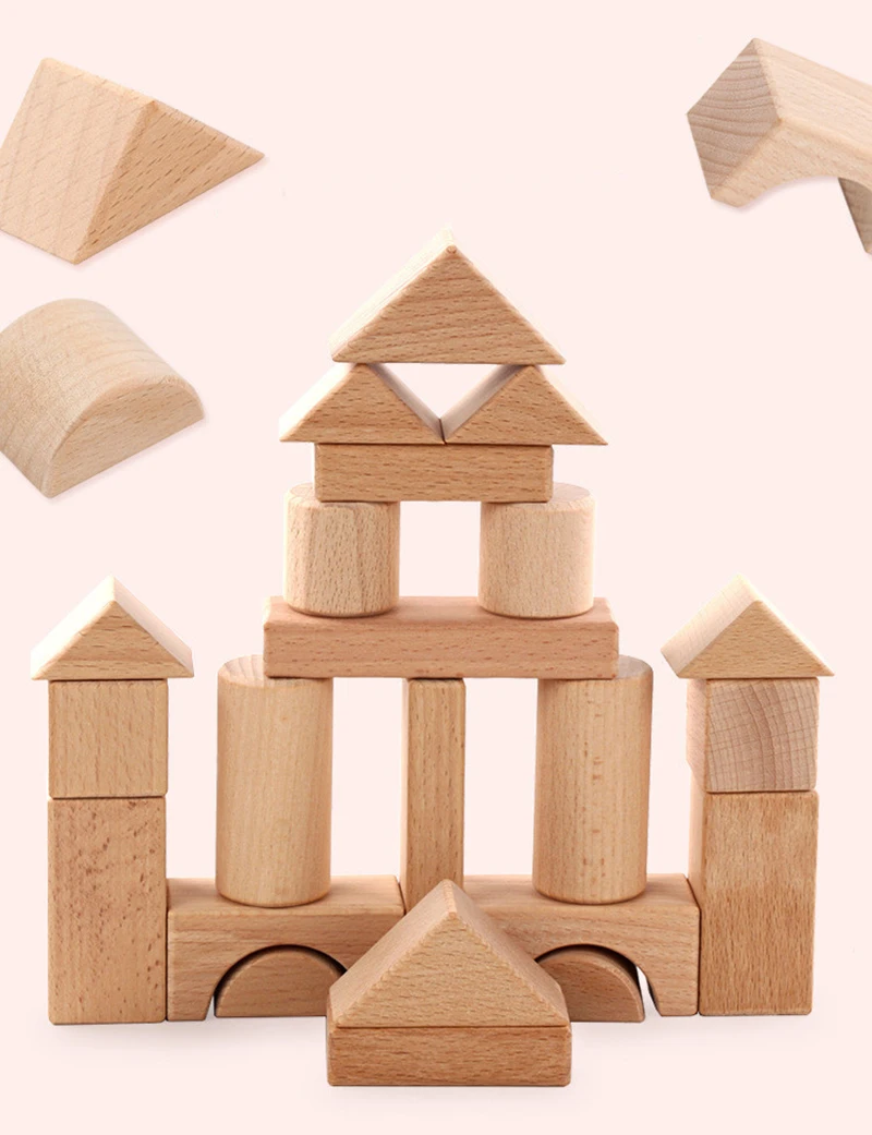 22PCS Large Wood Log Building Blocks Preschool Learning Educational