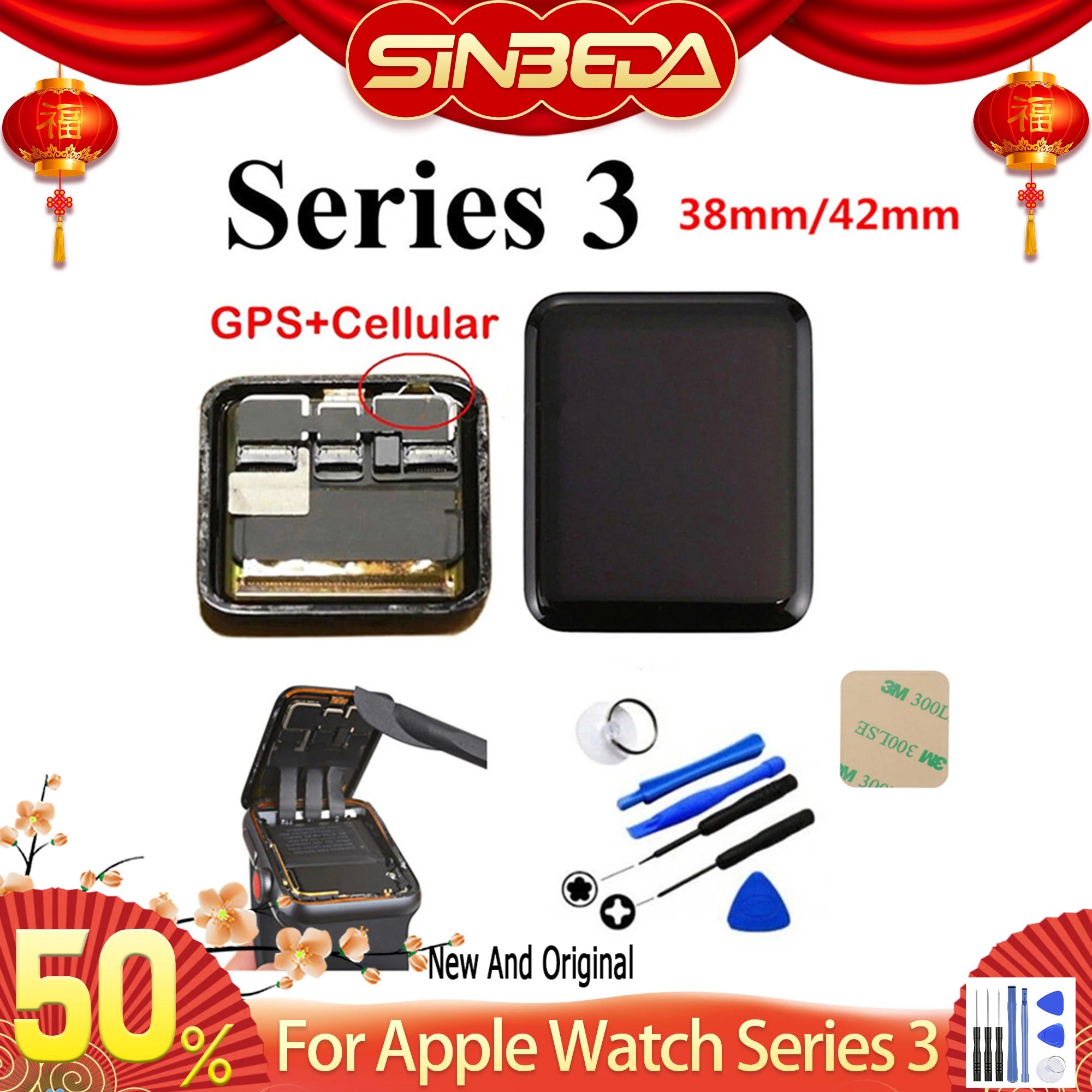 Kopen Originele GPS + Cellular LCD Voor Apple Horloge Serie 3 LCD Display Digitizer Vergadering Voor Apple Serie 3 S3 38mm 42mm LCD Touchscree