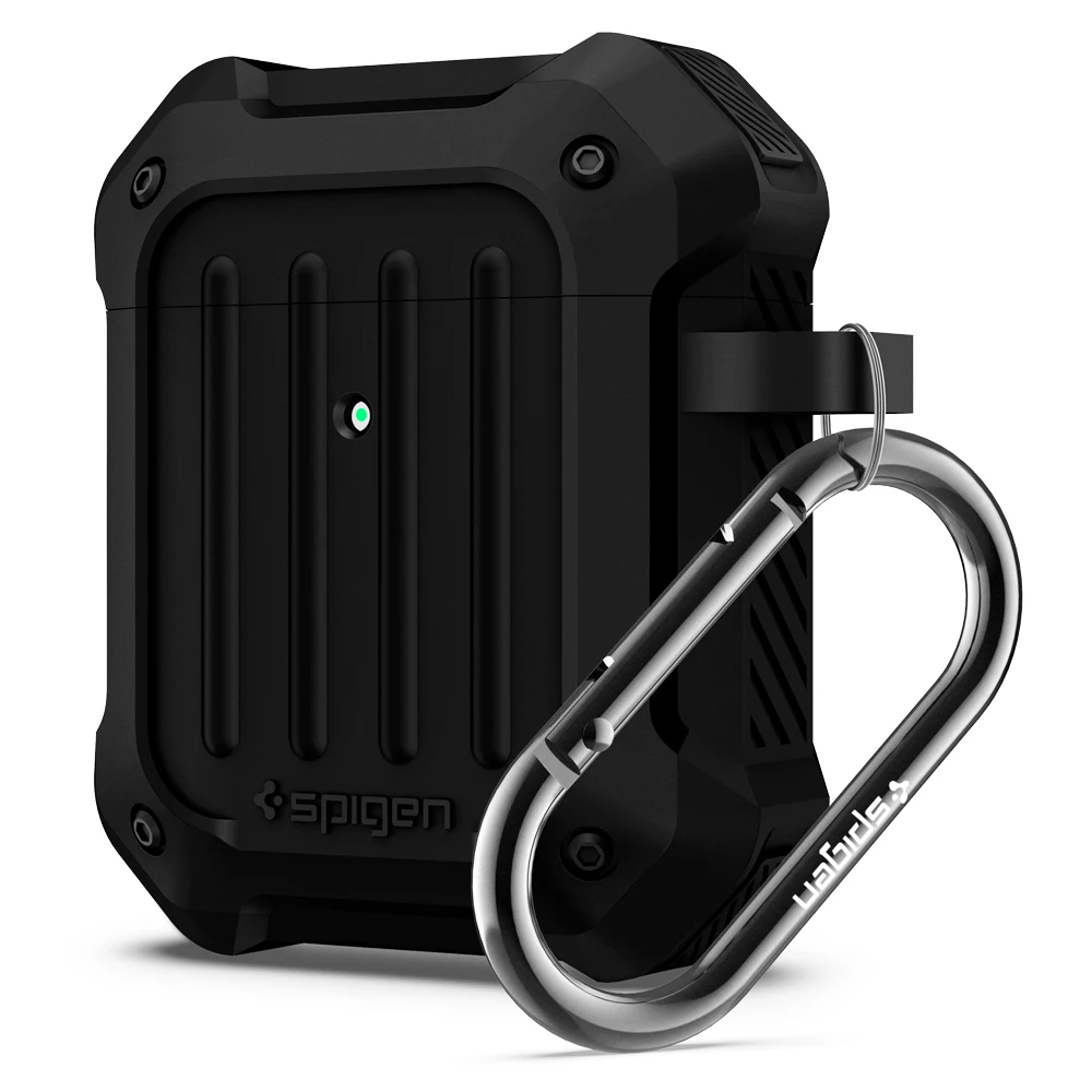 Жесткий защитный чехол Spigen для AirPods, чехол для зарядки 2-го/1-го поколения [передний светодиодный Видимый] - Цвет: Black