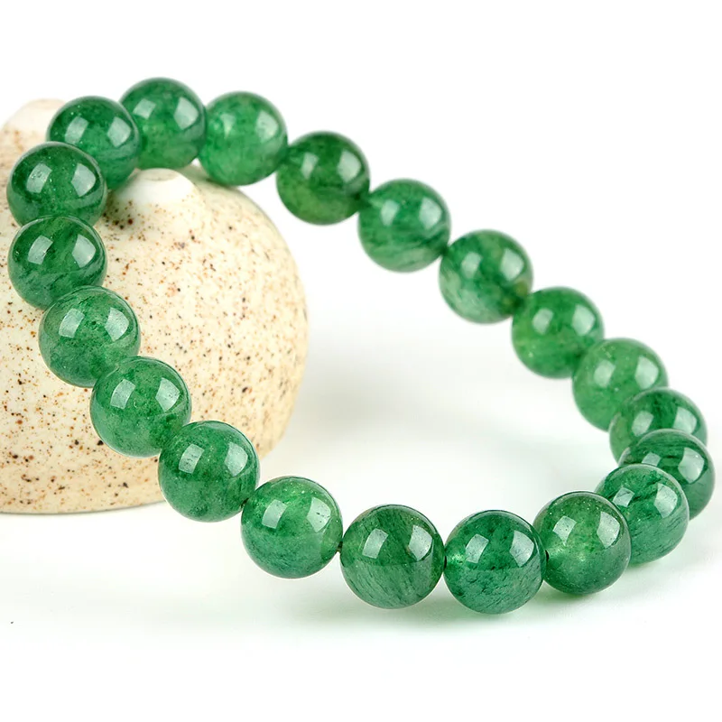 

ZHEN-D Jewelry Natural Green Strawberry Quartz Crystal Gemstone Beads Bracelet High Quality Healing Clean Gift for Man Woman