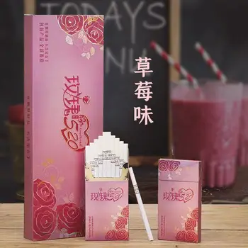 

10 Packs Strawberry Flavor with Rose Flower Tea Smoke Cigarette Aromatherapy Smoking and Drinking Tea Tobacco No Nicotine