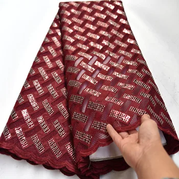 

New arrival Wine African french lace tulle fabric with sequins High quality Nigerian occasional wear sewing clothes Wo461
