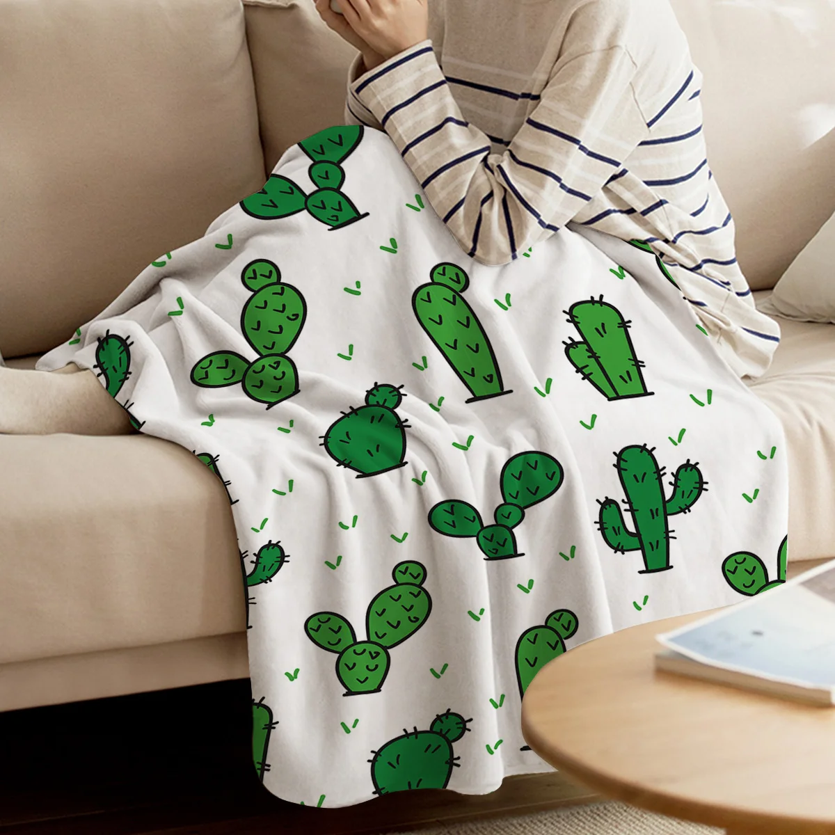 Мультяшное Зеленое одеяло кактуса мягкое удобное бархатное плюшевое теплый диван простыни|Одеяла| |