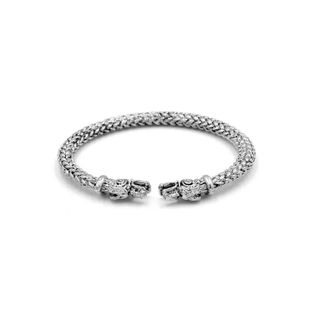 Открывающиеся вручную браслеты викингов Волчья Голова Открытый браслет ретро