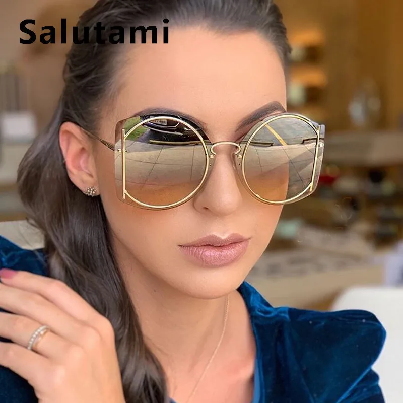 Круглые Круглые Солнцезащитные очки для женщин Allloy, без оправы, солнцезащитные очки для женщин, роскошные брендовые сексуальные оттенки, новая мода, кошачий глаз