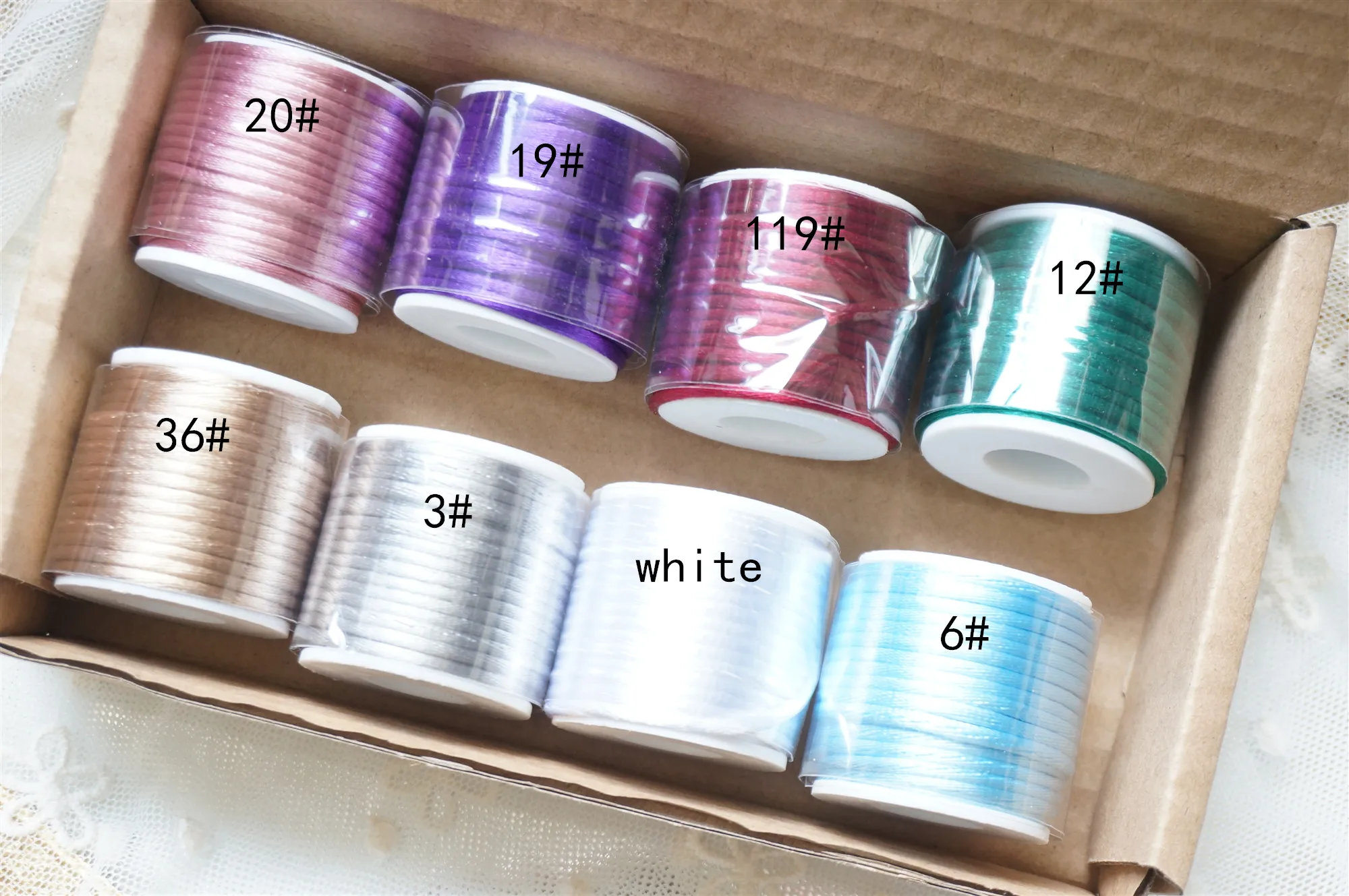 one set(8rolls) 2#2 мм X 10 м/рулон сильный плетеный браслет-Макраме Шелковый Атласный нейлоновый шнур веревка принадлежности для поделок своими руками Бисероплетение нить провода 2 мм - Цвет: one set(8rolls)