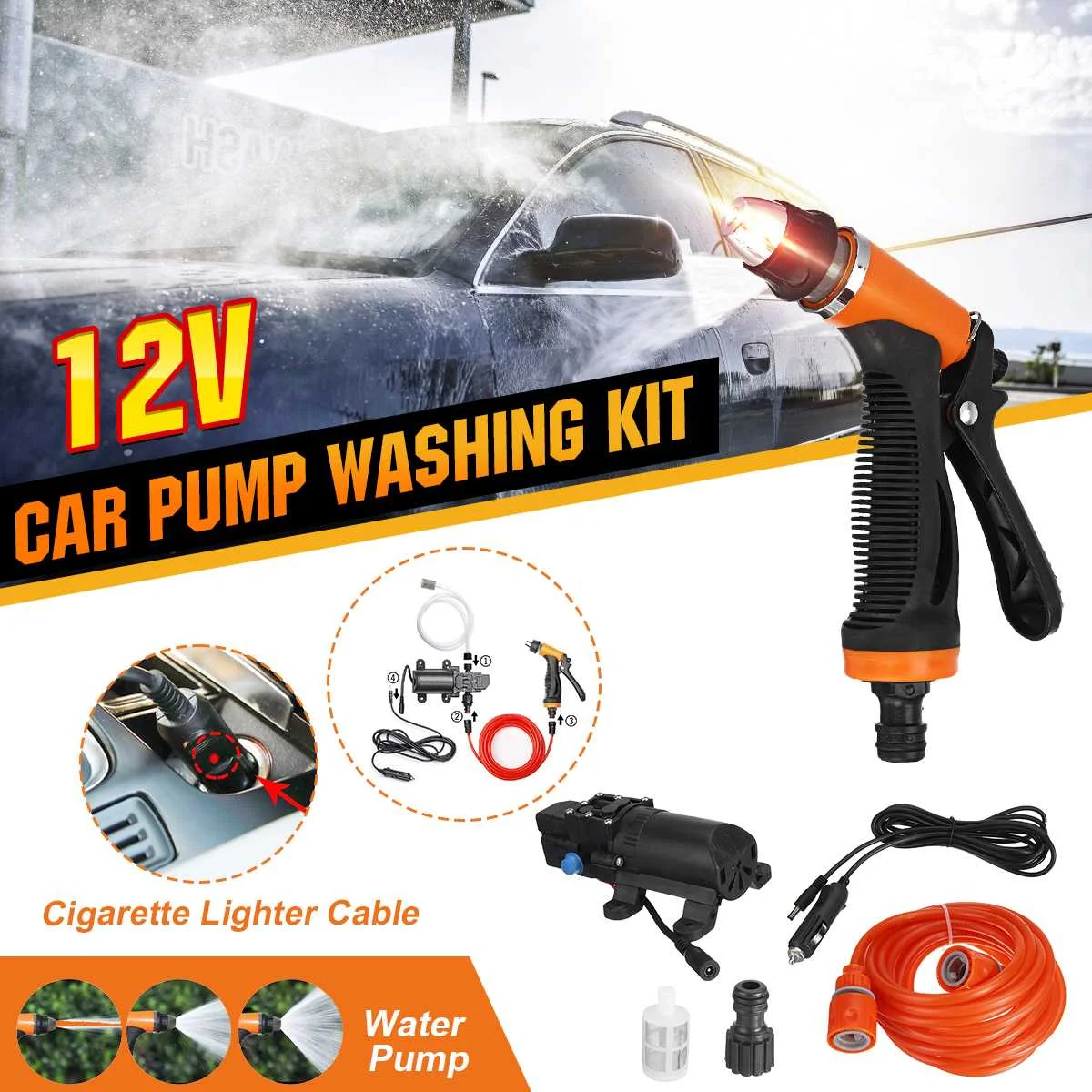 

Car Wash 12V Car Washer Gun Pump High Pressure Cleaner Car Care Portable Washing Machine Electric Cleaning Auto Device