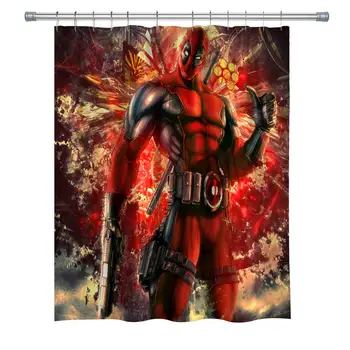 

Marve Movie Character Decor Shower Curtain by Superhero Deadpool Wade