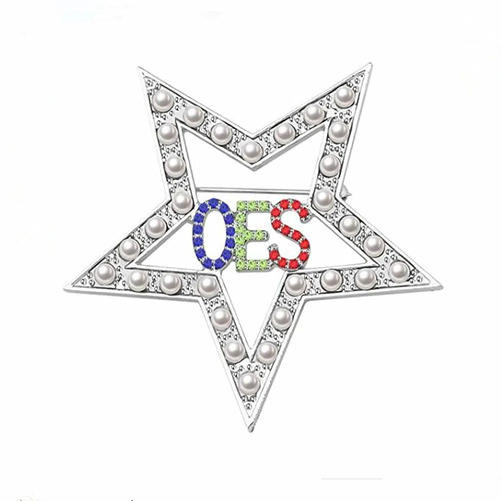 Metal Inlay Five Point Star Order Eastern Pin Sorority Greek Masonic OES Brooch | Украшения и аксессуары