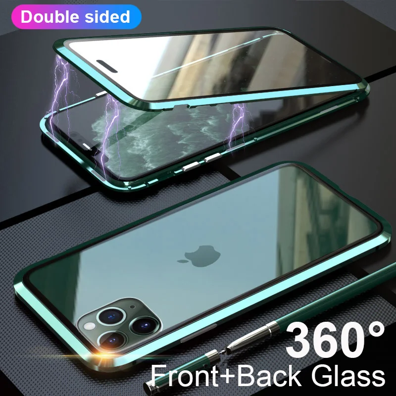 Магнитный чехол с полным покрытием 360 градусов для iPhone 11 Pro Max чехлы передней и