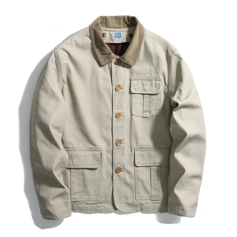 

SauceZhan LH02 Work Jacket Hunter Jacket Safari Style Jacket VINTAGE Canvas Jacket Men Jacket Wool Jacket Hunting Jacket