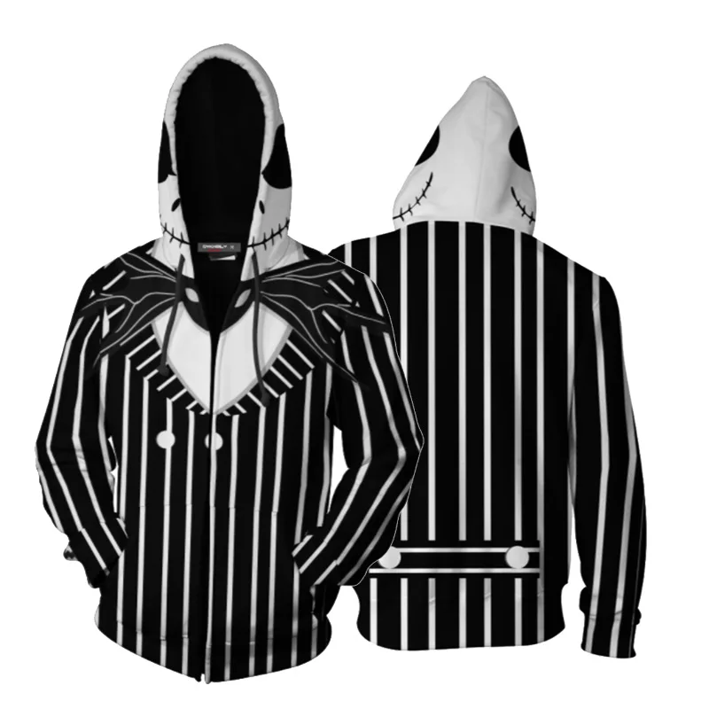 

Men's 3D Printed Hooded Nightmare Before Christmas Jack Skellington Hoodies Autumn Coat Hoody Jacket Sweatshirts Drop Ship