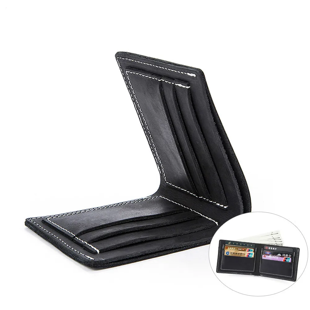 

Simple Crazy Horse Leather Men's Wallet Casual Genuine Leather Retro Tide Short Wallet Men's Cow Leather Coin Purse