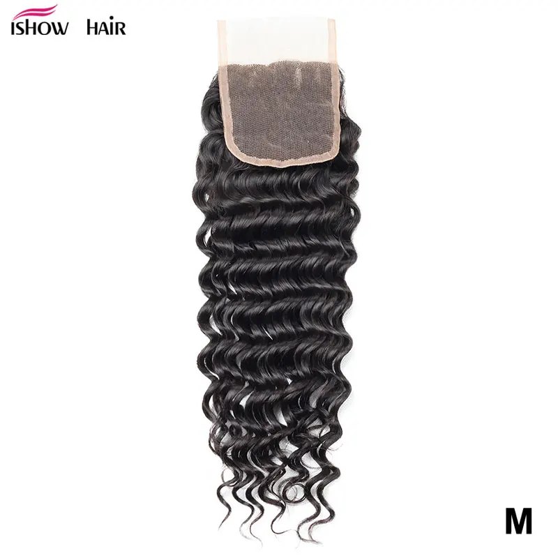 Ishow deep wave 5X5 Lace Closure Free Part Human Hair With Baby Non-Remy Malaysian Swiss | Шиньоны и парики