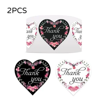 

2 Rolls 25mm Thank You Stickers Love Heart Shaped Adhesive Label Roll Gift Box Packaging Bag Label Sticker