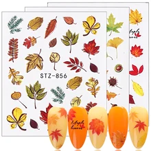 1 шт наклейки с осенними листьями для ногтей, красные, желтые, кленовые, левые, Водные Наклейки, слайдер для дизайна ногтей, обертывания, маникюрный декор, тату-SASTZ856-859