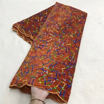 

French Flannel Bridal Embroidered Sequins Lace Fabric With Velvet Nigerian African Flannelette Lace Fabric Wedding Party dress