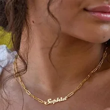 

Fashion Special Chain Nameplate Jewelry Stainless Steel For Women Tiny Chain Gold Color Jewelry Personalized Name Necklace BFF