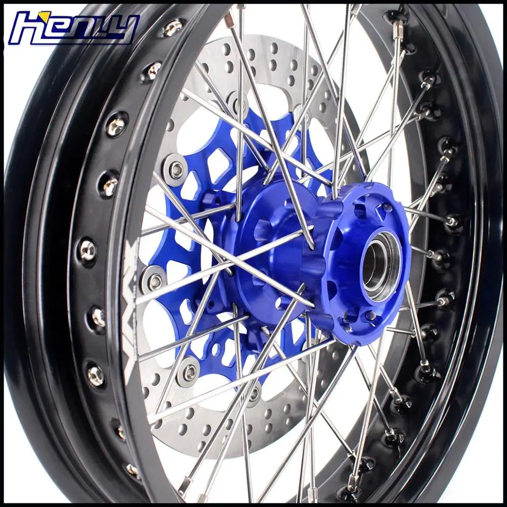 3,5/5,0 полный набор колес Supermoto для HUSQVARNA TE TC FE FC 125 250 350 450- Supermotard диск синий