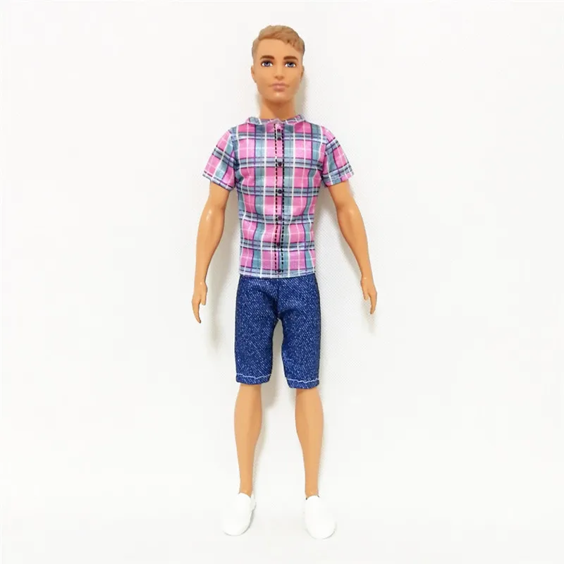 Кен бойфренд решетки тройник синие брюки набор forBarbie аксессуары для кукол игровой дом туалетный костюм детские игрушки подарок