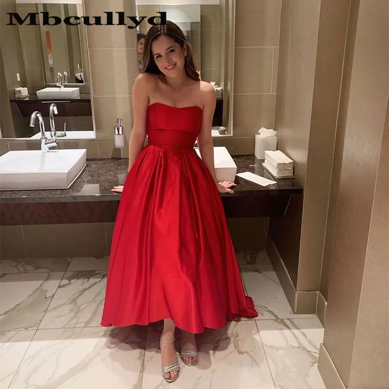 

Mbcullyd Elegant Sweetheart Prom Dresses 2020 Graduation Party Gowns With Pockets Satin Evening Dress vestidos largos de fiesta