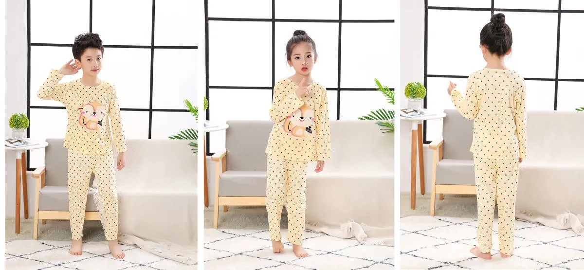 [Men And Women Celebrity Style] Big Boy Autumn Set CHILDREN'S Pajamas Long Sleeve Cartoon Kids Pajamas Tracksuit Short Sleeve
