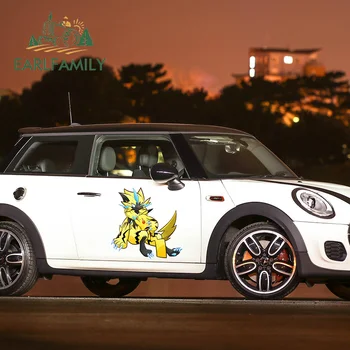 

EARLFAMILY 43cm x 41.7cm Funny Big Car Stickers for Pokemon Anime Waterproof Vinyl Fine Pikachu Cute Decals Car Scratch-Proof