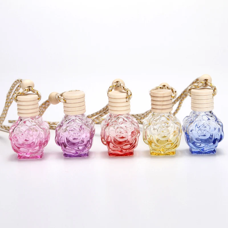 

10/20/30pcs 10ml Rose Glass Refillable Car Fragrance For Perfume Hanging Empty Bottle Car Accessories Interior Decoration