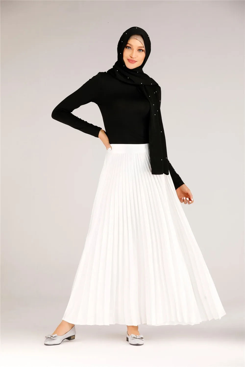 Элегантная длинная Плиссированная юбка с высокой талией, женские осенние зимние юбки, скромные мусульманские юбки длиной до щиколотки, вечерние, Eid, Исламская одежда