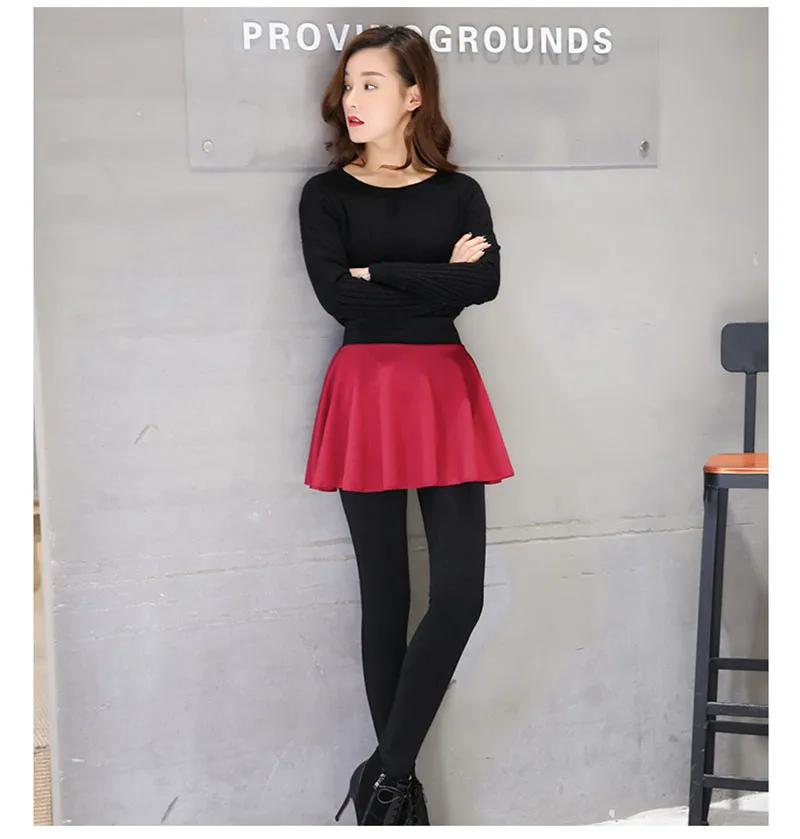 Winter And Spring Bubble Skirt Fake Two Bottomed Women Pants Thickened Leggings Seamless One-piece Trouser Skirt Women legging crossover leggings