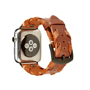 

Band For Apple Watch Strap 38mm 40mm 42mm 44mm Weave Real Leather Bracelet Belt For Apple iWatch Band Series 1 2 3 4 5 Watchband