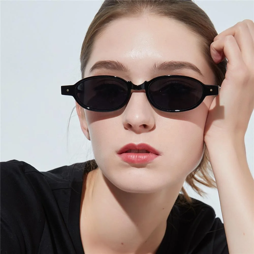 PC Oval Steampunk Sunglasses Women Men Small Sun Glasses Steam Punk Retro Black Glasses UV400