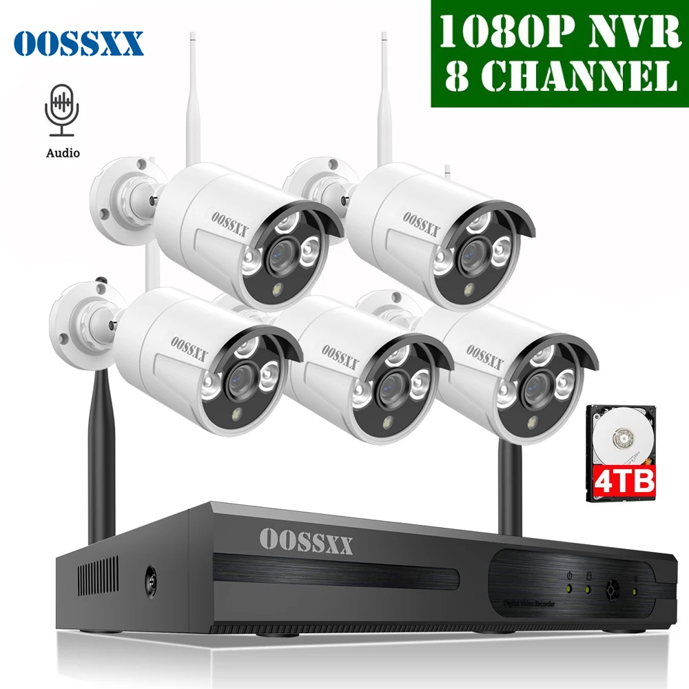 

8CH Wireless NVR Kit CCTV Camera System 5pcs 720P 1.0MP Audio Indoor Outdoor IP Security Camera Wifi Video Surveillance System