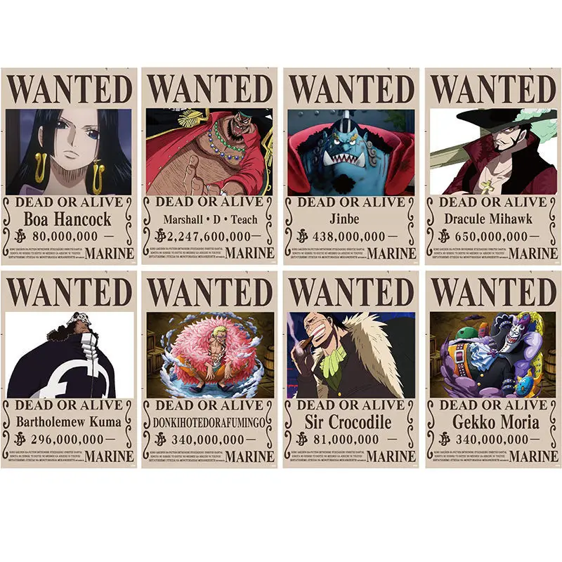 Stikers Anime One Piece Wanted Poster Bedroom Wallpaper Cartoon Luffy Zoro Jinbe Boa Hancock Wanted Wall Decor Sticker Toys Gift Stickers Aliexpress