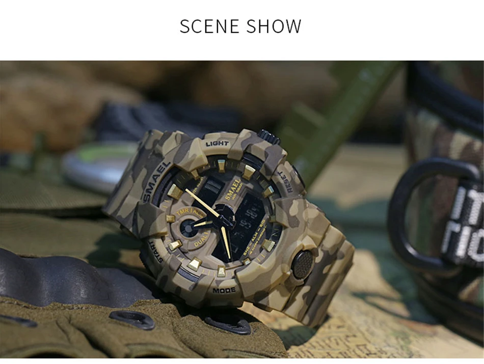 SMAEL брендовые модные камуфляжные военные цифровые кварцевые часы мужские водонепроницаемые ударные наружные спортивные часы для мужчин Relogio Masculino