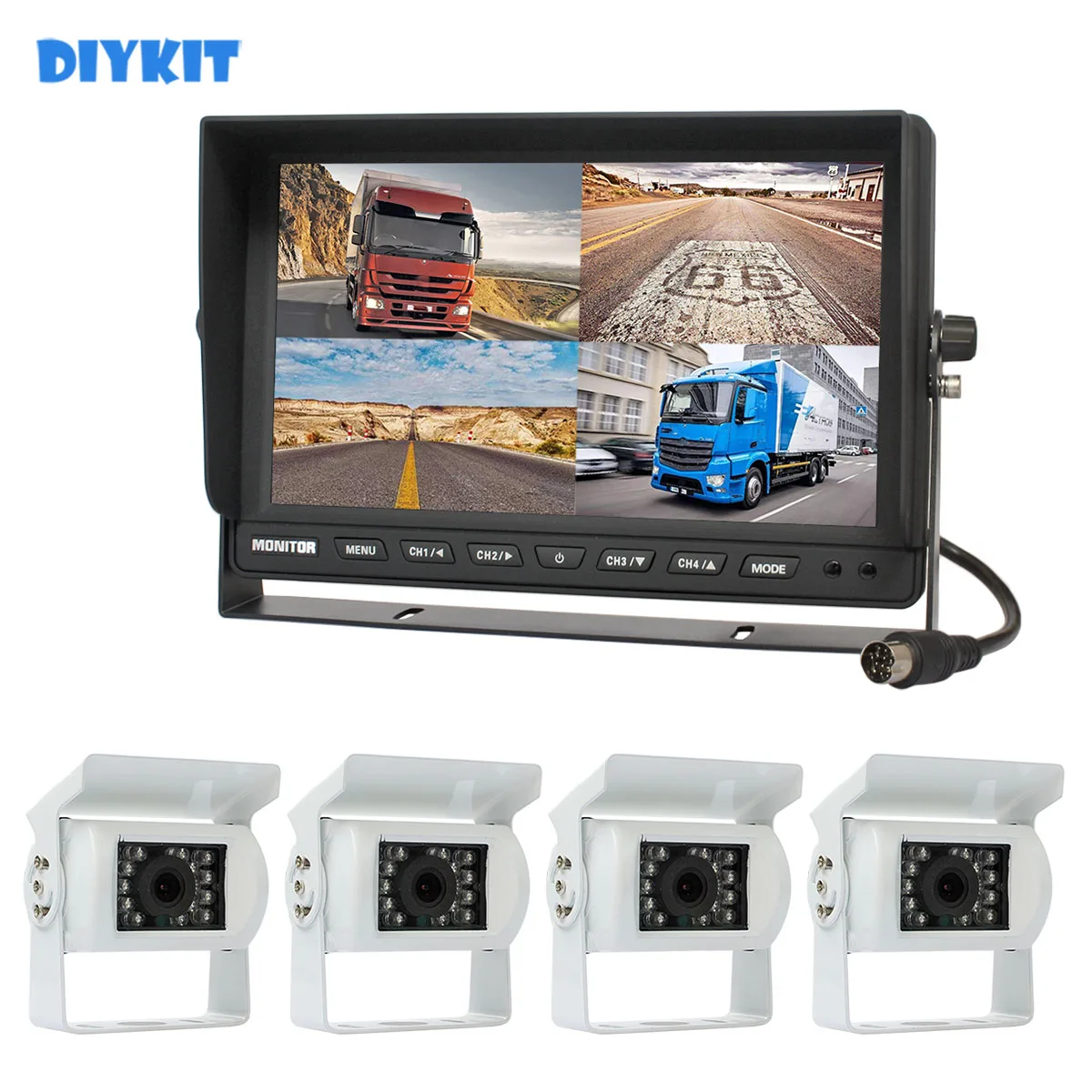 DIYKIT 10 дюймов 4 Сплит четырехъядерный дисплей Автомобильный монитор заднего вида +