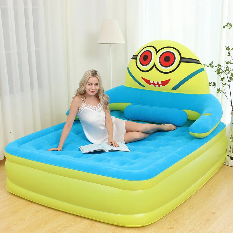Лучший надувной матрас для детей, игрушки для улицы, надувная кровать с Флокированным верхом, Детская мультяшная Складная спальная кровать