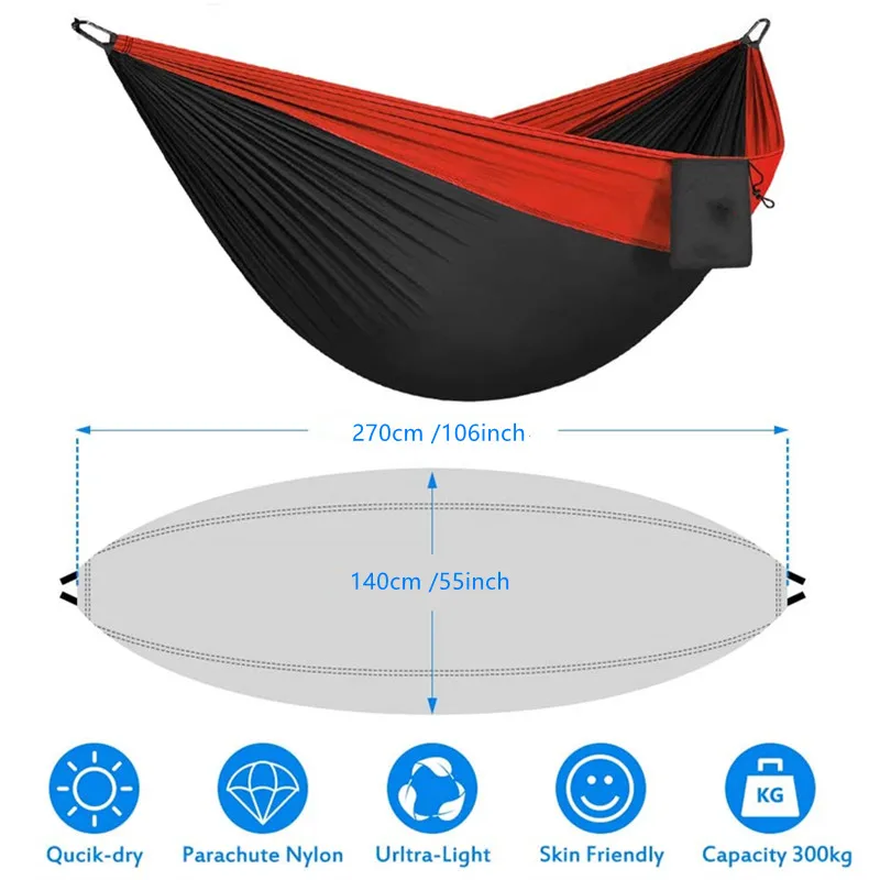 best Outdoor Furniture Camping Hammock Double & Single Portable Hammocks,Lightweight Nylon Parachute Hammocks for Travel,Beach,Backyard,Patio,Hiking Garden Collapsible Leisure Chair