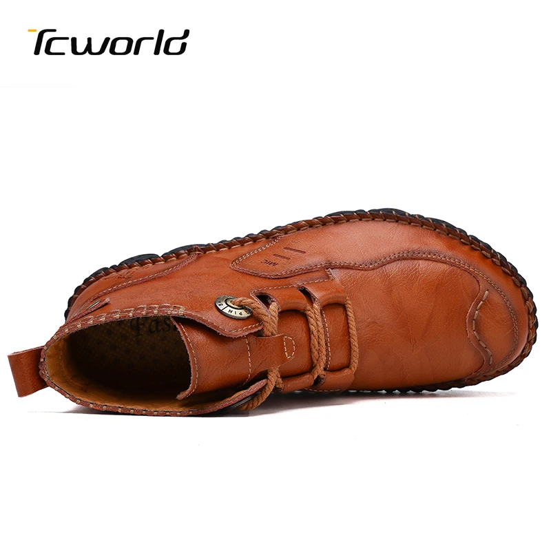 Зимняя обувь; мужские ботинки из натуральной кожи; chaussure homme; водонепроницаемые ботильоны; высокие мужские ботинки; повседневная обувь