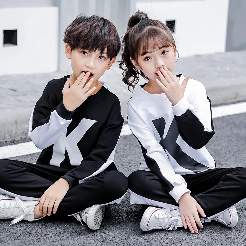 

Fashion Child Leisure Suit 2019 Autumn New Style Girls Fashion Network Red Two-Piece Set KK Lettered Set Lee Now Celebrity Style