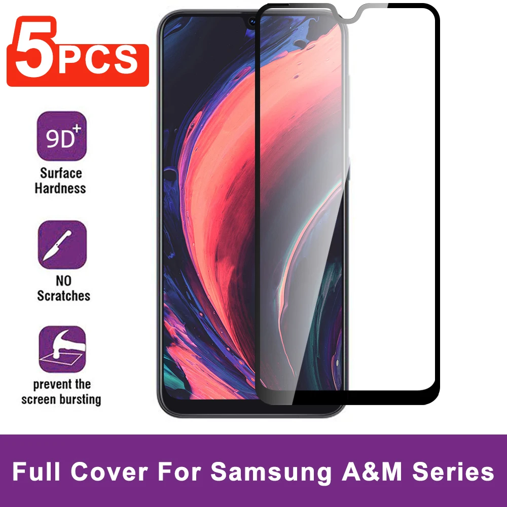 5PCS 9D Protective Glass on For Samsung Galaxy A40 A20S A30S A40S A70 A80 A90 A60 A20 A30 A50 A50S Screen Protector |
