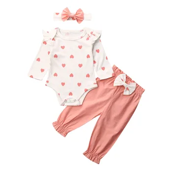 

3PCS Newborn Baby Girls Clothes Tops Romper Jumpsuit Pants Outfits Clothes Set